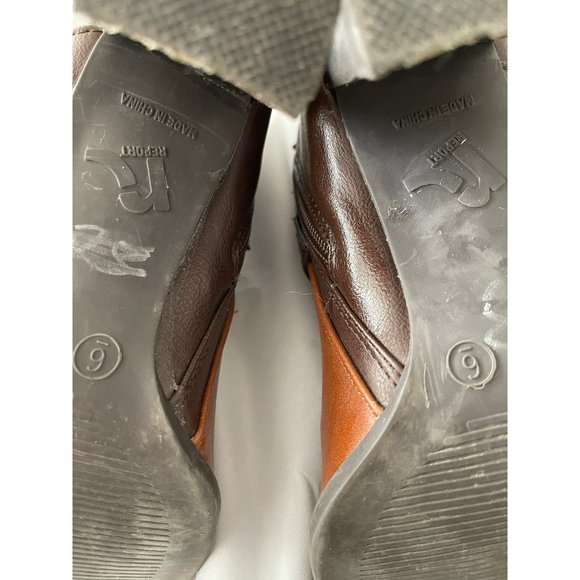 Report Patch 2-Tone Brown Strap Criss Cross Buckle Design Ankle Boots - 6 - Picture 8 of 9